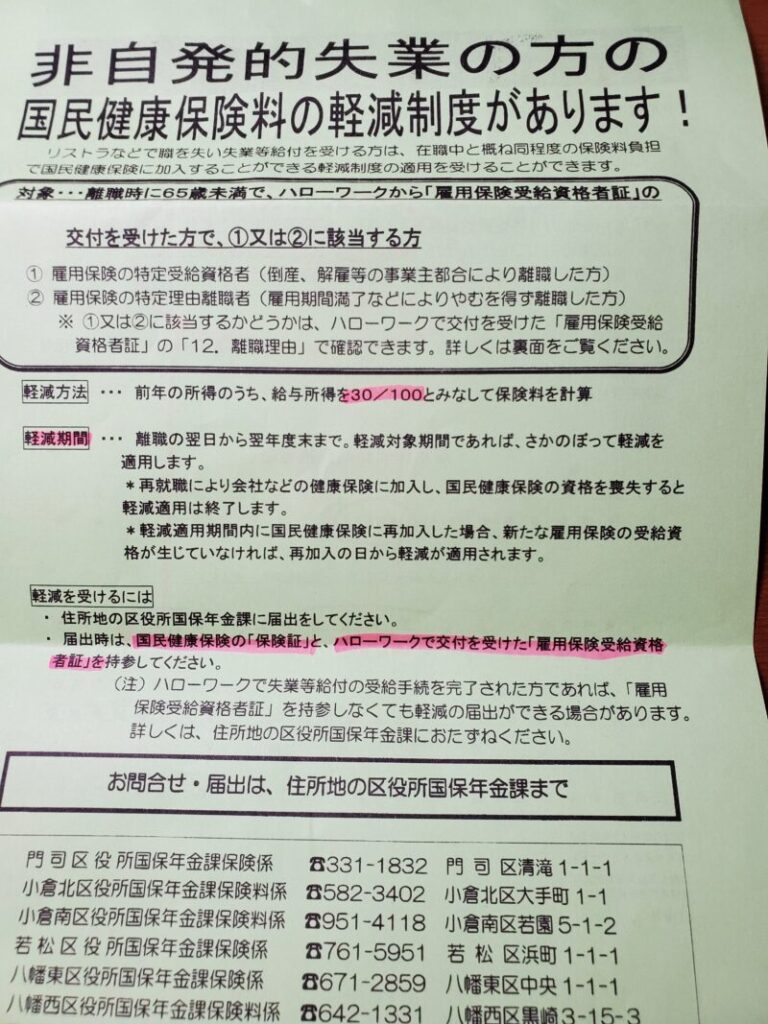 国民健康保険の手続き